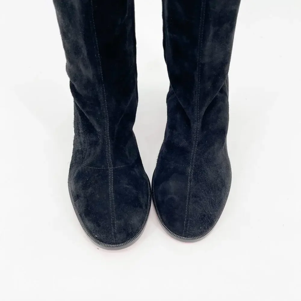 Christian Louboutin Stretchadoxa Black Over the Knee Block Heel Boots EU 37